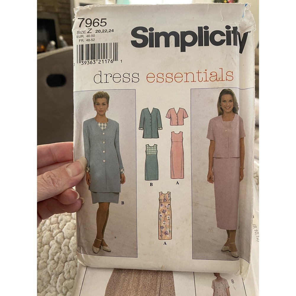 Simplicity 7965 Sewing Pattern Dress Essentials Jacket Dress Size 20-24 Uncut